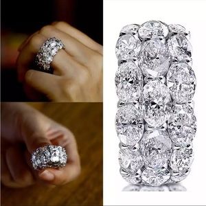 New 925 Silver Women's Wedding Party Jewelry Statement Diamond Ring